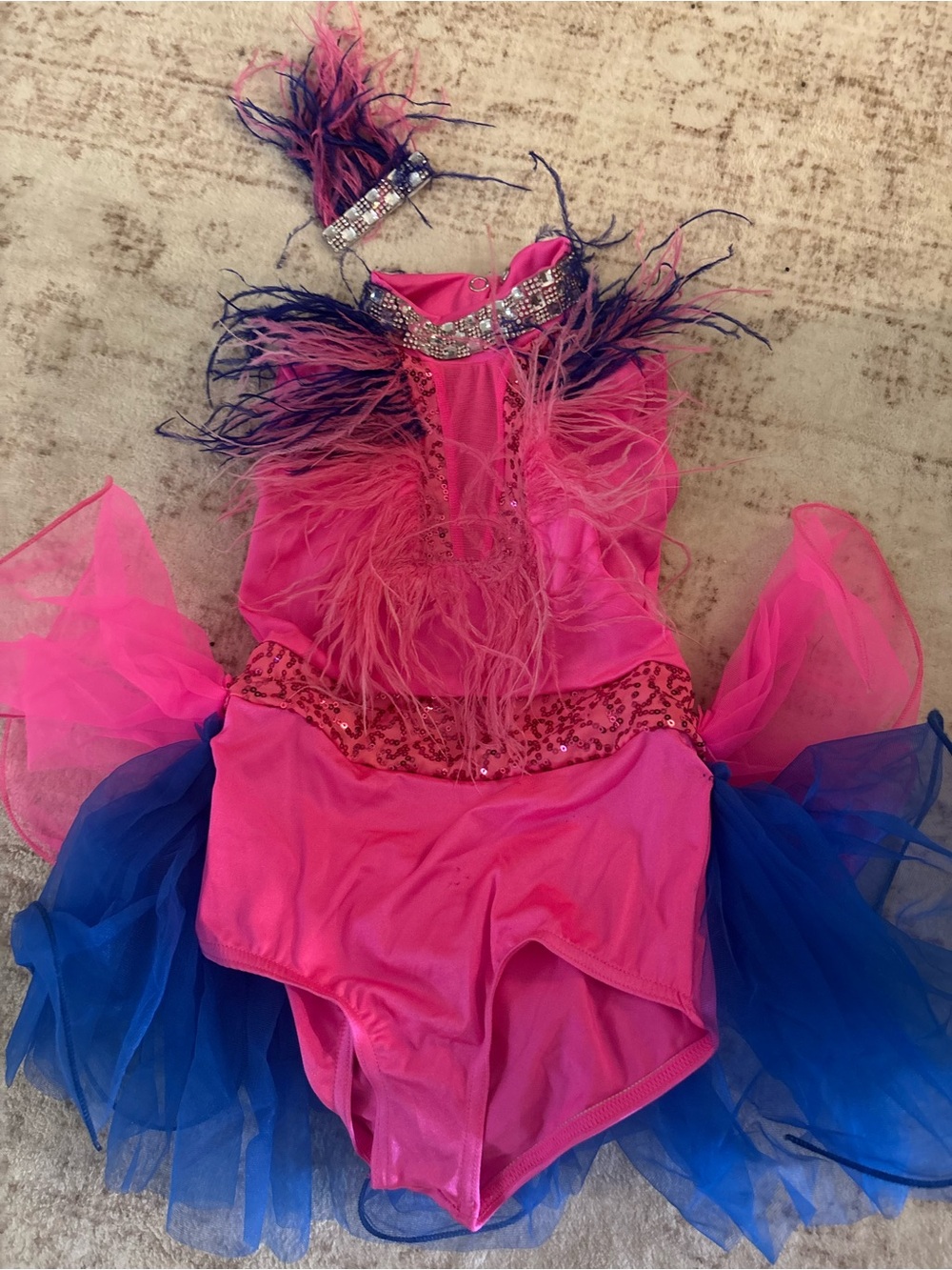 Girls Hot Pink and Royal Blue Feathered Tutu Costume - Brand:Weissman